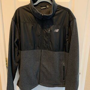 New Balance Black Gray Polar Fleece Zip up Jacket Men's Size XL